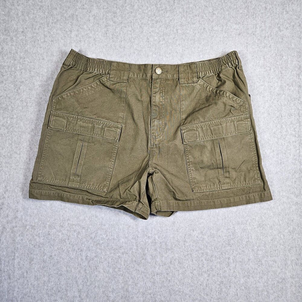 Cabela's Men's Size 40 Olive Green Canvas Cargo Shorts Elastic Waist Outdoor